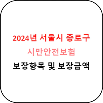 2024년 서울 종로구 시민안전보험 상세정보