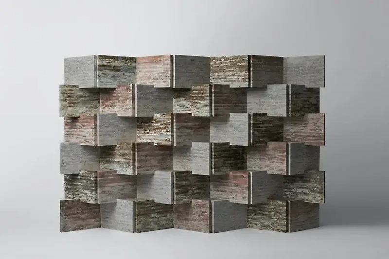 폐 건축자재를 모듈식 가구와 벽면으로 활용 we+ turns waste building materials into modular furniture and wall surfaces