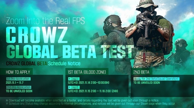 CROWZ 게임 자원 순환 분대 기반 온라인 대전 FPS 베타 테스트 참가자 모집 시작