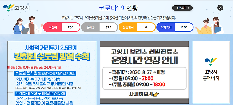 고양시 코로나 확진자 현황 및 이동 동선 보기