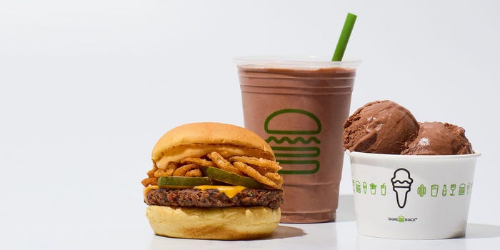 Shake Shack is rolling out new plant-based menu items including dairy-free shakes with AI-designed milk