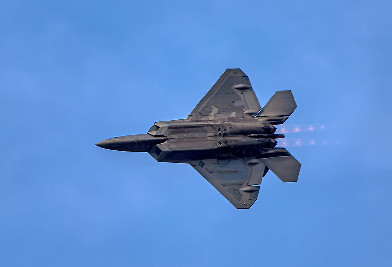 美 F22 랩터 세계최강 스텔스전투기 '2023 ADEX' 시범 비행