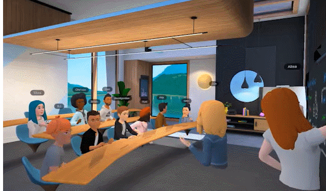 미래 집에서 일하는 모습...페이스북, 새로운 가상현실 미팅 앱 출시 VIDEO: Facebook launches a virtual reality OFFICE where users can host meetings with cartoon avatars...