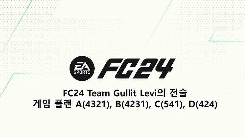 FC24 Team Gullit Levi의 전술 - 게임 플랜 A(4321), B(4231), C(541), D(424)