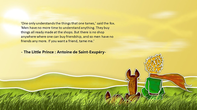 어린 왕자(The Little Prince)와 여우의 길들임(tame)에 대한 영어 명대사 - 생텍쥐페리