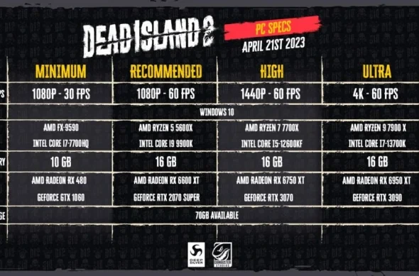 데드 아일랜드2 시스템 pc 사양, Dead Island 2 PC 요구 사항: 최소, 권장 사양