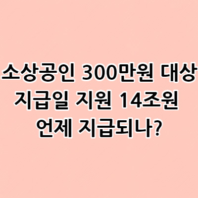 소상공인 300만원 대상 지급일 지원 14조원 언제 지급되나?