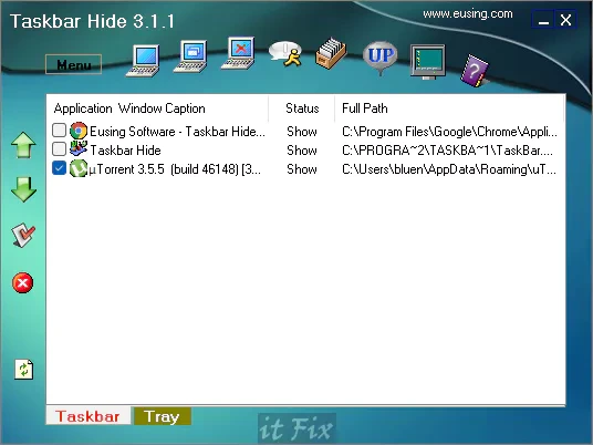 작업 표시줄에 실행중인 프로그램 숨기기 - Taskbar Hide
