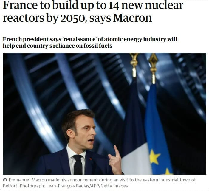 [세계는 원전 건설 붐] 프랑스, 14기 원전 건설 본격화  France to build up to 14 new nuclear reactors by 2050, says Macron