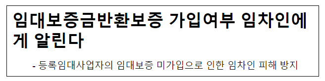 임대보증금반환보증 가입여부 임차인에게 알린다