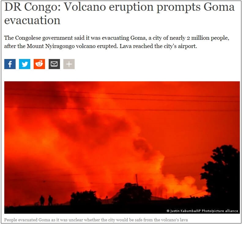 [세계의 재난] 화산폭발 용암 공포에 휩싸인 콩고 DR Congo: Volcano eruption prompts