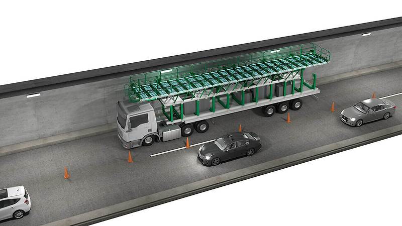 오바야시구미, 터널 보수용 트럭 적재형 시스템 비계 개발...시공속도 1.5배 トンネル補修用の足場開発 大林組...施工速度は1.5倍