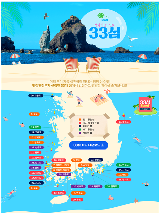 [행정안전부] 2021년 당신에게 꼭 맞는 섬을 추천합니다(2021년 찾아가고 싶은 33섬 선정 )