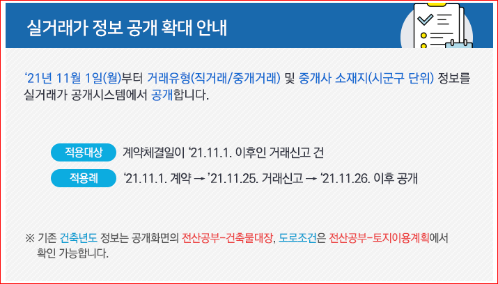 직거래 여부·중개사 소재지 등 실거래가 정보 공개 확대_국토교통부