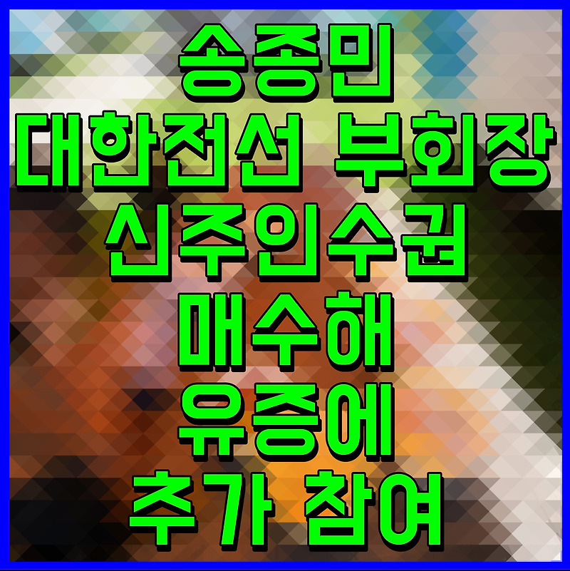 송종민 대한전선 부회장 신주인수권 매수해 유증에 추가 참여