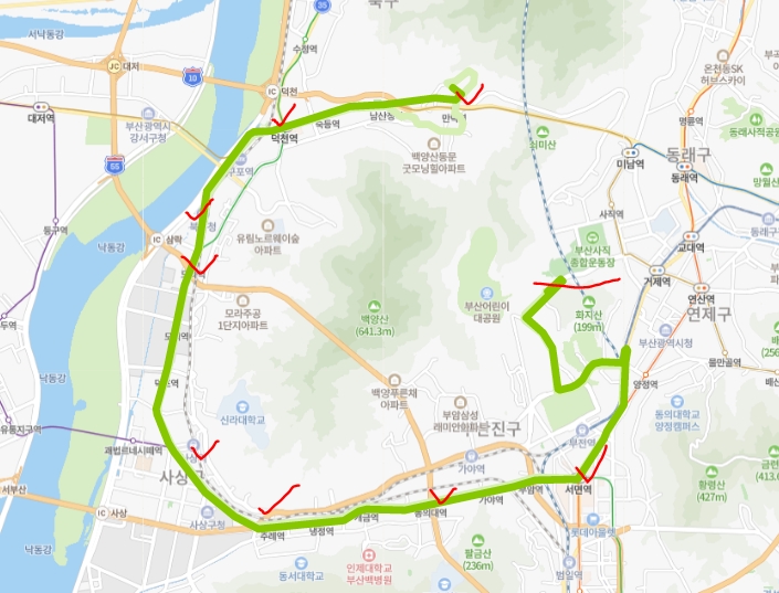 [부산] 33번버스 노선 시간표 : 시민공원, 서면역, 감전역, 사상역, 구포역