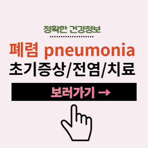 폐렴 초기 증상 및 전염, 치료 방법 (pneumonia)