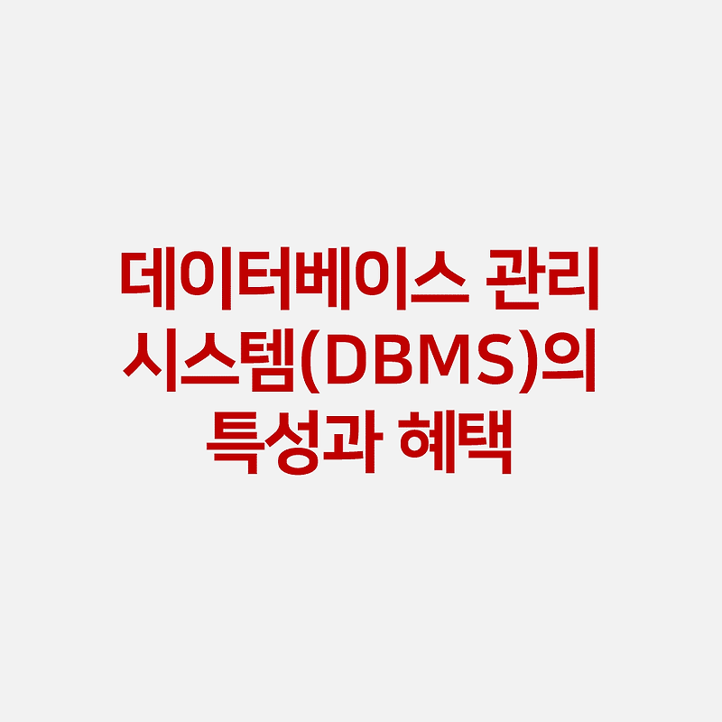 데이터베이스 관리 시스템(DBMS)의 특성과 혜택
