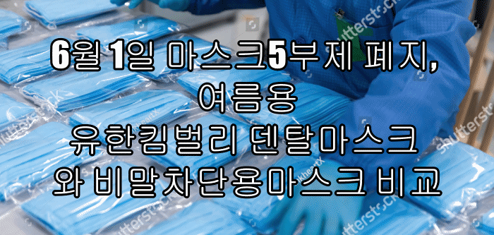 6월 1일 마스크5부제 폐지, 여름용 유한킴벌리 덴탈마스크 VS 비말차단용마스크 비교