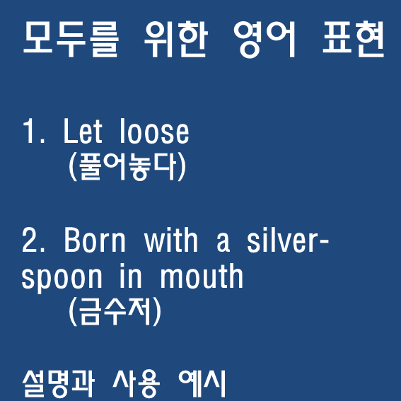 let loose (풀어놓다), born with a silver spoon in mouth (금수저)  뜻과 사용