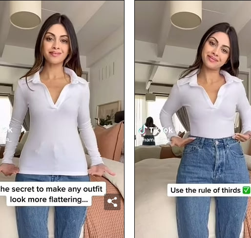 신체의 1/3에 숨은 옷 입는 비밀 VIDEO: TikTok mum reveals secret to make any outfit flattering