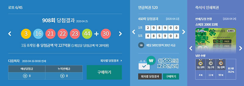 로또 908회차 로또 1등 당첨번호 및 결과