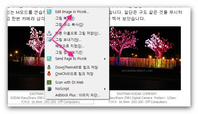 인터넷에서 이미지 편집을 도와주는 파이어폭스 부가기능 Picnik