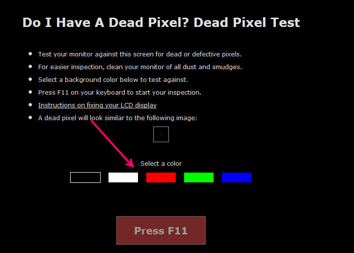 컴퓨터 모니터 노트북 모니터의 불량화소(데드픽셀,Dead Pixel)를 확인할수 있는 사이트 입니다.