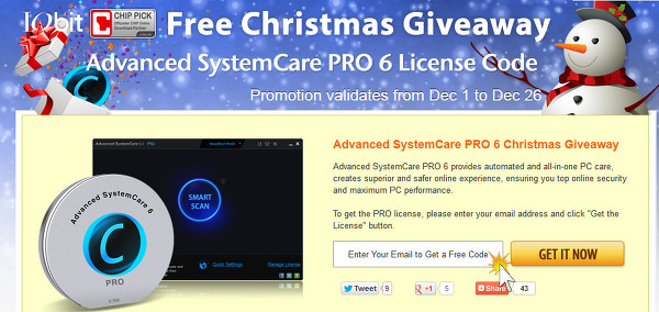 최적화 프로그램-Advanced SystemCare PRO 6 크리스마스 프로모션