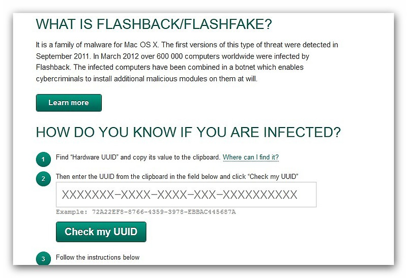 Mac OS에서 Flashback 감염 유무를 확인할수 있는 곳입니다.