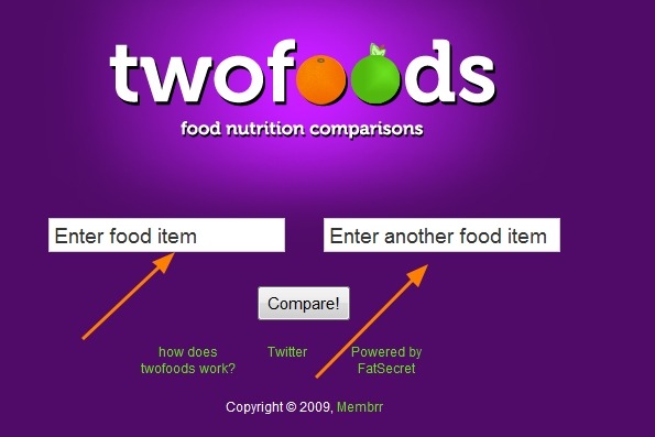 음식의 영양소를 비교해주는 사이트입니다.