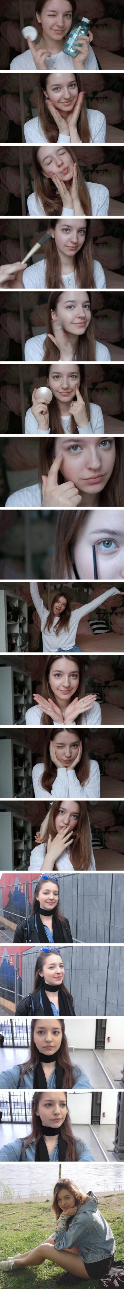 러시아 미녀의 화장 전후 비교샷