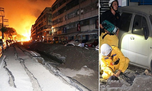 대만, 연쇄 가스폭발 사고 발생 Massive explosion caused by 'gas leak in sewage system' kills 15 VIDEO