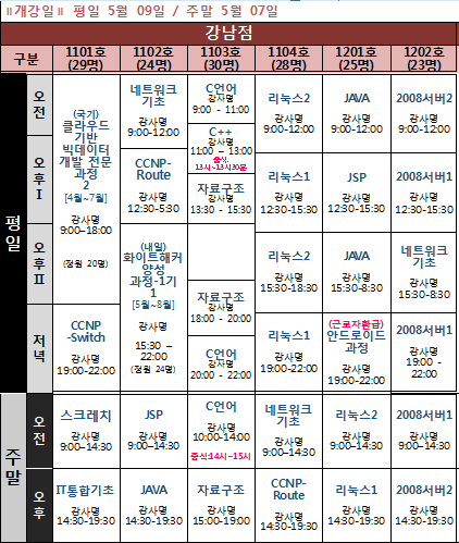 ITBANK 강남점 시간표 및 신규 학생 할인 이벤트 안내