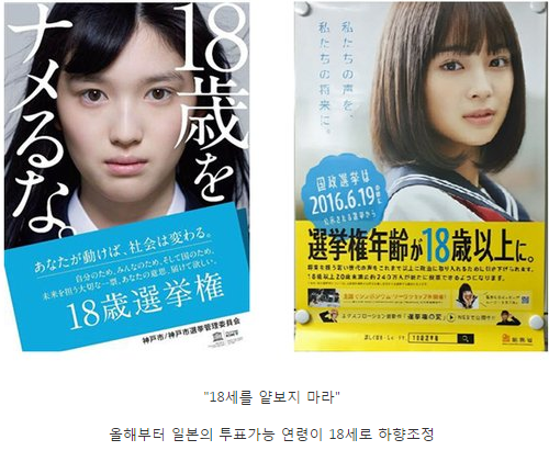 일본 투표 가능 연령 18세로 하향조정 포스터