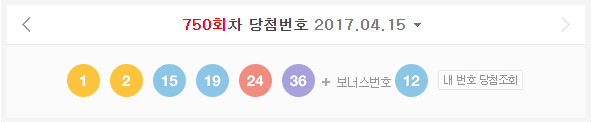 로또당첨번호조회 750회 (간단)