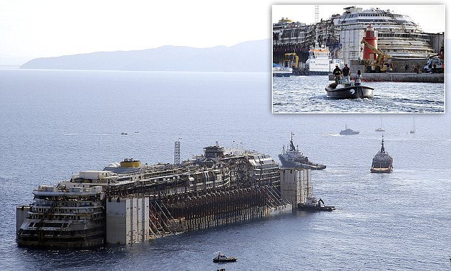 침몰선 '코스타 콘코르디아호', 마지막 항해하다 Costa Concordia embarks on its last voyage VIDEO