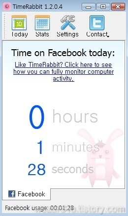 페이스북 사용 시간을 모니터링 할수 있는 프로그램-TimeRabbit