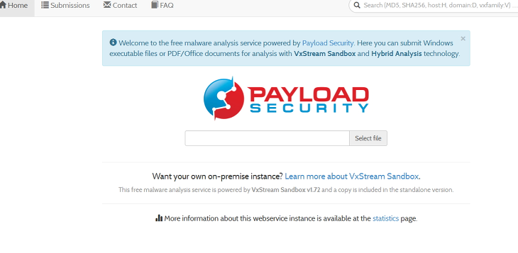 자동 악성코드 분석시스템 사이트-PayloadSecurity