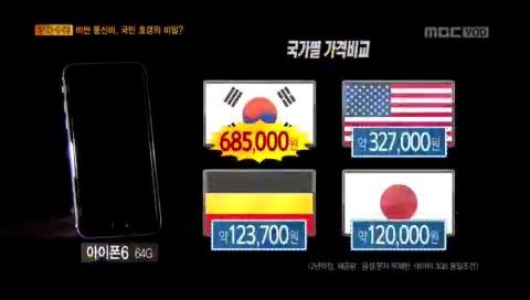 단통법이 만든 아이폰 6 국가별 가격비교