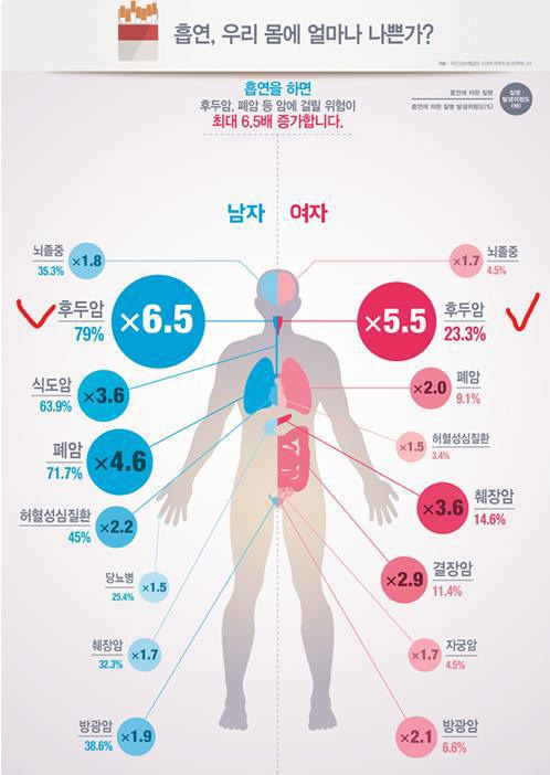 흡연으로 인한 1순위 암은 폐암?