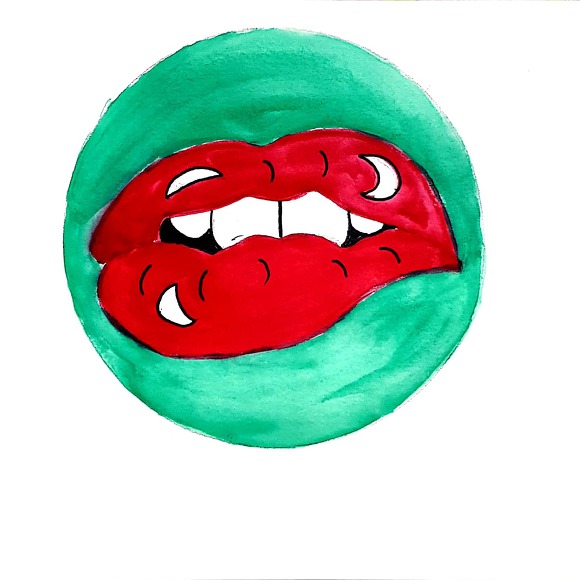 입술 깨물기 - 일러스트 그림 드로잉 2020