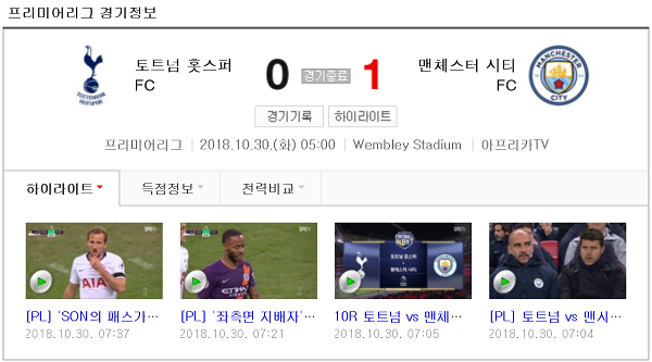 맨시티 토트넘 꺽고 리그 선두복귀 손흥민은 결장