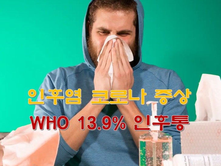 인후염 코로나 증상 WHO 13.9% 인후통