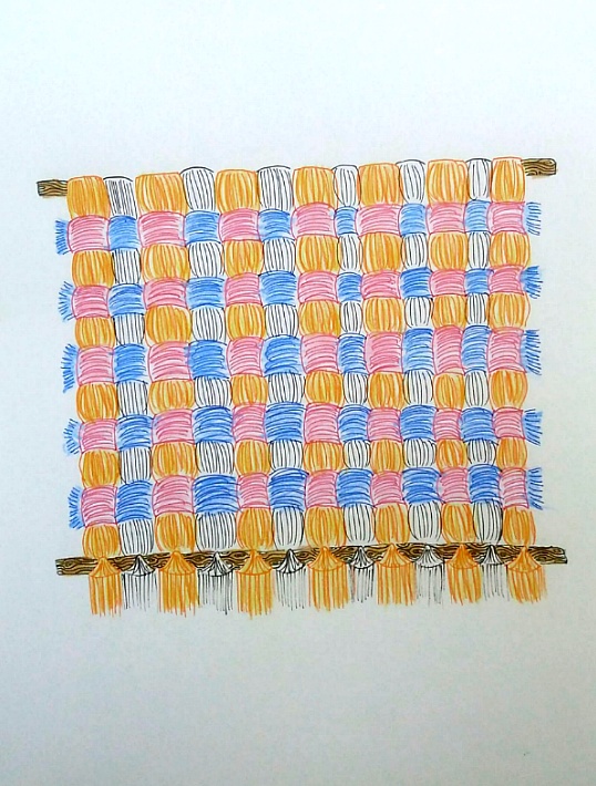 뜨개질로 만든 격자무늬 장식
