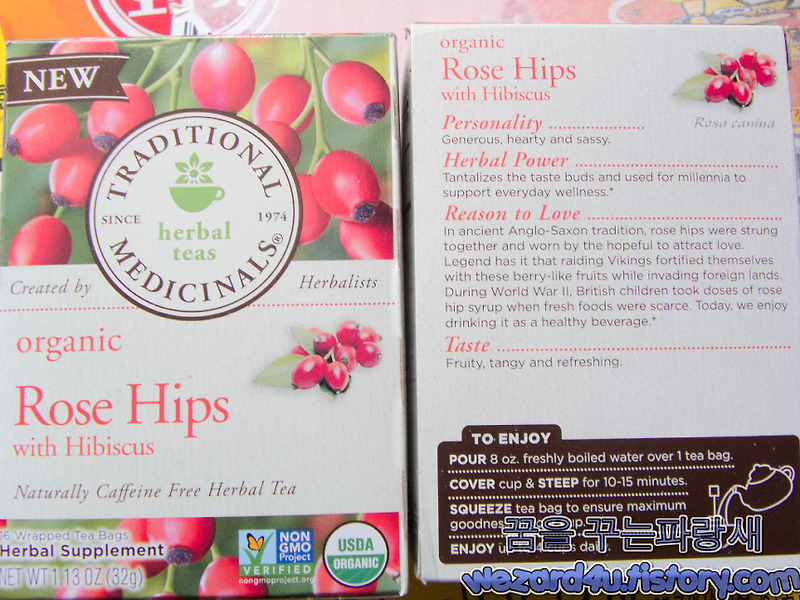 피부미용에 좋은 차 히비스커스 차&로즈힙-Traditional Medicinals Organic RoseHips with Hibiscus