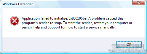 윈도우 디펜더 오류 코드 0x800106ba 해결 방법