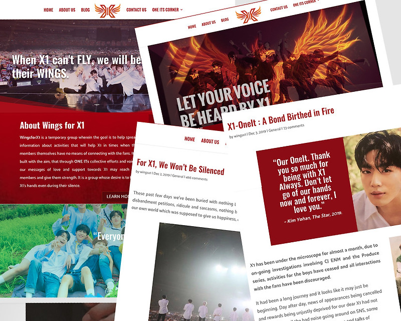 엑스원(X1)과 11명 멤버 전원을 지지하고자 결성된 'WingsForX1(WFX1)', 공식 웹사이트 오픈