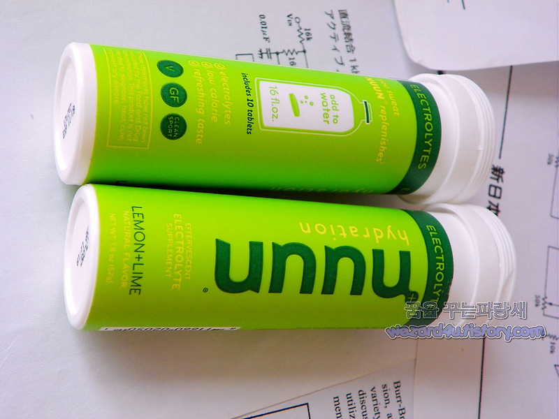 폭염을 나기 위한 수분보충제(전해질 보충제)-Nuun 하이드레이션 발포성 전해질 보충제 레몬+라임