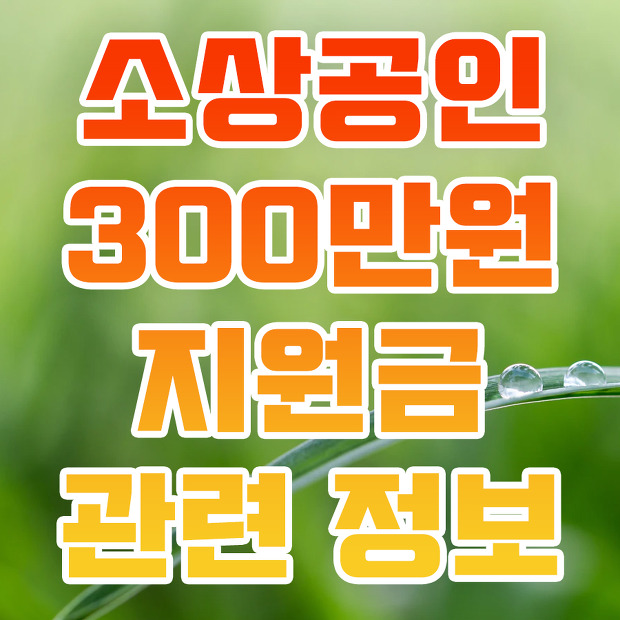 소상공인 300만원 지원금 관련 정보